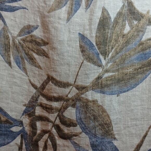 LUNGO L'ARNO Linen Top With Leaves Pattern and High/ Low Bottom. Size 1X - Picture 5 of 15